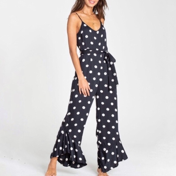 polka dot ruffle jumpsuit